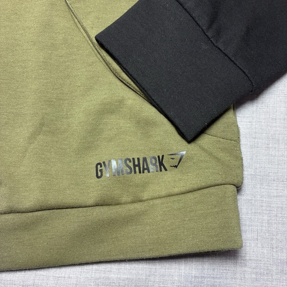 Gymshark Cropped Hoodie Womens Small Green Black Full Zip Hood Athletic - Picture 4 of 10